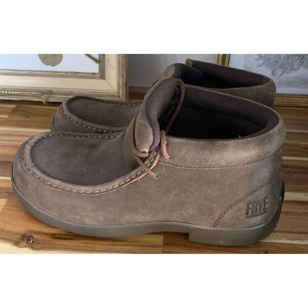 NWOT Frye Brown Leather Chukka Boots Mens 6W Womens 8W Vintage Retro Streetwear